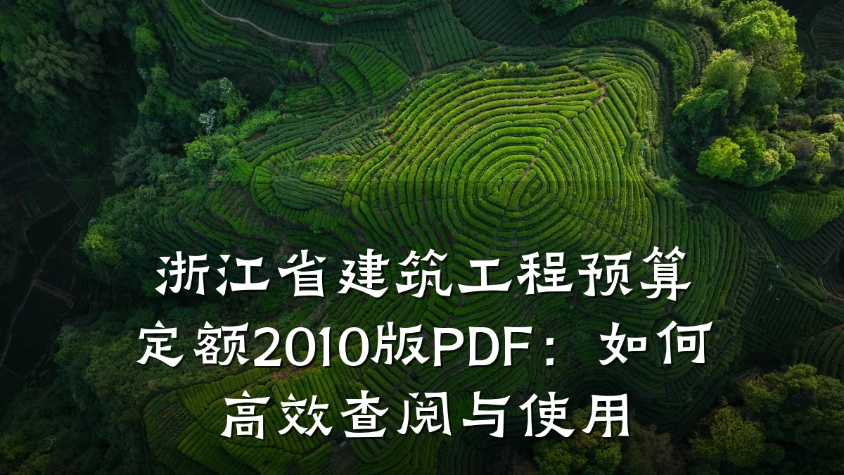 浙江省建筑工程预算定额2010版PDF：如何高效查阅与使用